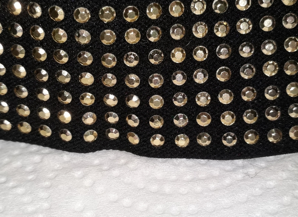 Hot Topic Black Choker Rose Gold Copper Rhinestone flat studs NEW NWT Goth